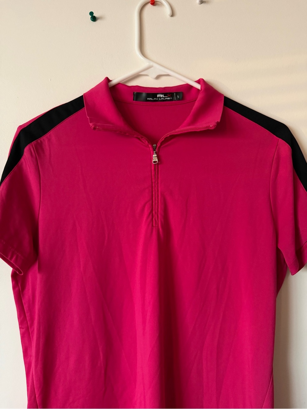 Ralph Lauren RLX Hot Pink Performance Top with Black Logo Detail - Picture 2 of 6